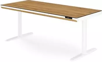 Jan Nowak ELLIS Schreibtisch h&ouml;henverstellbar elektrisch 160cm, wei&szlig;/goldene Eiche