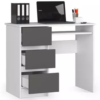 RAUMHIRSCH Schreibtisch 90cm, 3 Schubladen, Tastaturauszug, wei&szlig;-graphitgrau (800001457597)