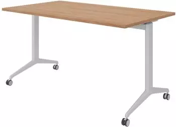 b&uuml;m&ouml; Seminartisch klappbar & fahrbar, Nussbaum, 140x80cm, Gestell silber (BU-KFZ14-N-S)