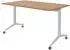 bümö Seminartisch klappbar & fahrbar, Nussbaum, 140x80cm, Gestell silber (BU-KFZ14-N-S)