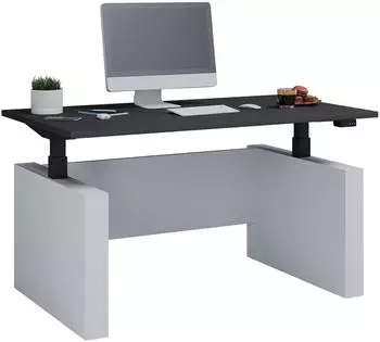 VCM Salia Schreibtisch elektrisch höhenverstellbar 140x80cm, weiß/anthrazit