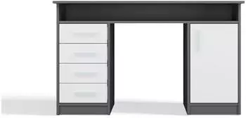 Top E Shop Ada Schreibtisch 4 Schubladen, Schrank & Regal, 125x55x75cm, wei&szlig;/anthrazit