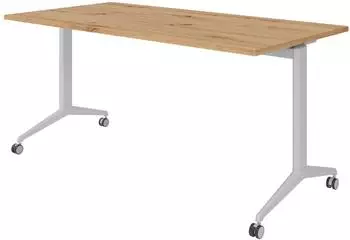 b&uuml;m&ouml; Seminartisch klappbar & fahrbar, 160x80cm, Asteiche, Gestell silber (BU-KFZ16-R-S)