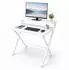 Relaxdays Klappbarer Schreibtisch mit Monitoraufsatz, weiß, MDF/Metall, 70x82x56cm