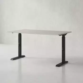 KADIMA DESIGN Stuttgart höhenverstellbarer Schreibtisch 140x80cm, 68-91cm, Kaschmir/schwarz, C-Fuß