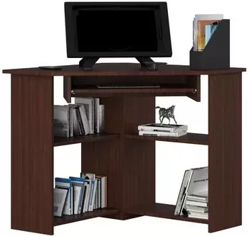 RAUMHIRSCH Eckschreibtisch mit Tastaturauszug, dunkelbraun, 80x80x74cm (800001457297)