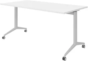 b&uuml;m&ouml; Seminartisch klappbar & fahrbar, 160x80cm, wei&szlig;/silber (BU-KFZ16-W-S)