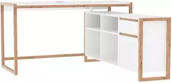 Finori Denver Eckschreibtisch wei&szlig;/Artisan Eiche, 139x75x139cm (37A)