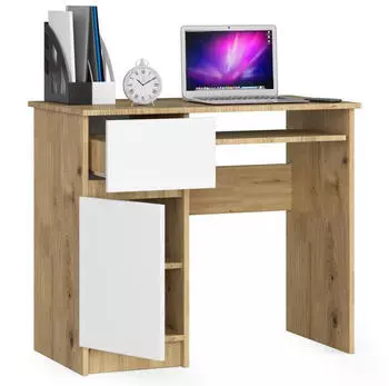 RAUMHIRSCH Schreibtisch mit Tastaturauszug, Eiche Artisan/wei&szlig;, 90cm (800001457509)