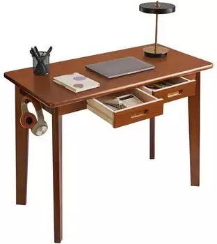 LuxusKollektion Schreibtisch Massivholz mit Schubladen und Kleiderstange, 99x50cm, rustikales Braun