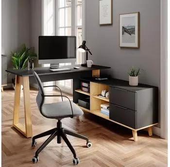 VICCO Nautica Schreibtisch 138x60cm mit Schubladen, Anthrazit (XXL)