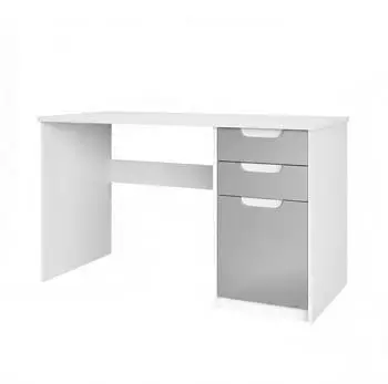 Vladon Logan Schreibtisch 2 Schubladen, 1 T&uuml;r, hellgrau seidenmatt, 129x76x60cm (800000908450)