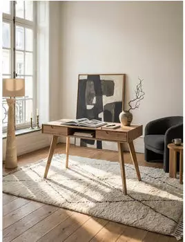KADIMA DESIGN Schreibtisch Eiche-Dekor 120x55x77cm, skandinavisch, Massivholzbeine