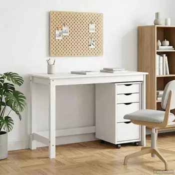 vidaXL Moss Schreibtisch und Rollcontainer Set 2-tlg., wei&szlig;