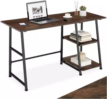 TecTake Paisley Schreibtisch mit Regal, Holz/Metall, Industrie-Design, 120x50x73,5cm