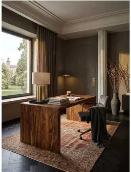 KADIMA DESIGN BOHA Schreibtisch Massivholz Sheesham, dunkelbraun, 180x90x76cm