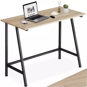 TecTake Schreibtisch Newton 100x50x77cm, Industrial Holz hell, Eiche Sonoma