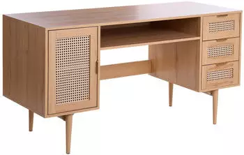 Beliani Raffra Schreibtisch 140x60cm, 3 Schubladen, hellbraun