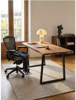 KADIMA DESIGN Schreibtisch Baumkante Akazienholz, Trapezgestell schwarz, 120x60x76cm