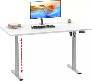 VCM E-Lona Schreibtisch elektrisch h&ouml;henverstellbar 110x80cm, wei&szlig;/silber
