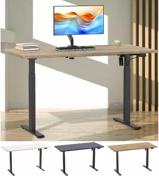 VCM Lona elektrisch h&ouml;henverstellbarer Schreibtisch 140x80cm, wei&szlig;/Honig-Eiche