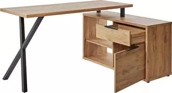 Jahnke X-TRA C 145 E Eckschreibtisch Kerneiche/schwarz (751043)