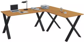 VCM Lona X Eckschreibtisch L-Form 130x130cm, schwarz/Buche (91779644-0)