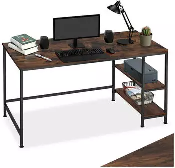 TecTake Canton Schreibtisch Industrial Holz dunkel, rustikal 120x60x75,5cm