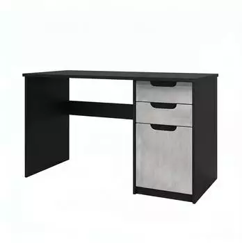 Vladon Logan Schreibtisch 2 Schubladen, 1 T&uuml;r, Beton Oxid Optik, 129x76x60cm (800000908584)