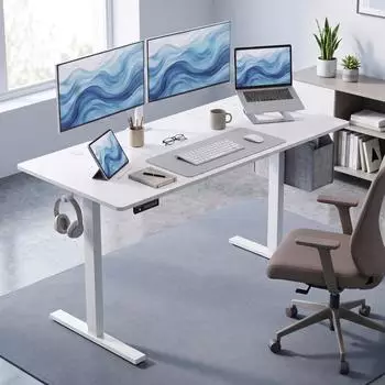 HomCom H&ouml;henverstellbarer Schreibtisch elektrisch 140x60cm, Memory-Funktion, wei&szlig; (838-639V92WT)