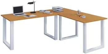 VCM Lona U Eckschreibtisch L-Form 190x130cm, weiß/Buche