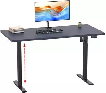 VCM E-Lona Schreibtisch elektrisch h&ouml;henverstellbar 140x50cm, anthrazit-schwarz