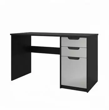 Vladon Logan Schreibtisch 2 Schubladen, 1 T&uuml;r, hellgrau seidenmatt, 129x76x60cm (800000908538)
