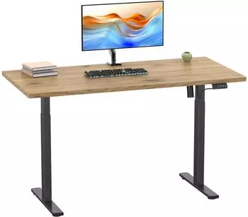 VCM Lona Schreibtisch elektrisch h&ouml;henverstellbar 110x80cm, schwarz/Honigeiche