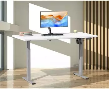 VCM E-Lona h&ouml;henverstellbarer Schreibtisch 140x80cm, wei&szlig;/silber