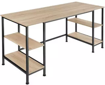 TecTake Schreibtisch Stoke Industrie-Design, Eiche Sonoma, 137x55x75cm
