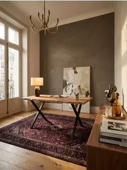 KADIMA DESIGN Schreibtisch Baumkante Akazie Massivholz, X-Gestell schwarz, 180x90x76cm
