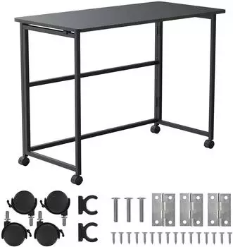 Maclean Klapptisch mit Rollen 100x50cm schwarz (MC-1250 B)