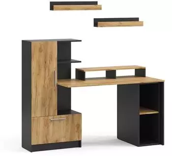 VICCO Tomy Schreibtischkombination 150x59cm anthrazit/Goldkraft Eiche (59853)