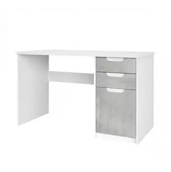 Vladon Logan Schreibtisch 2 Schubladen, 1 T&uuml;r, Beton Oxid Optik, 129x76x60cm