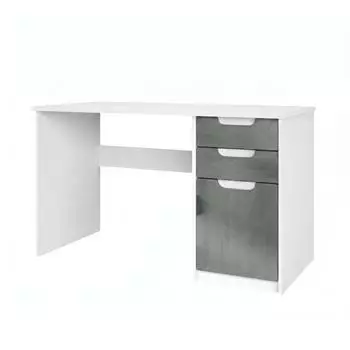 Vladon Logan Schreibtisch 2 Schubladen, 1 T&uuml;r, Beton Dunkel Optik, 129x76x60cm (800000908466)