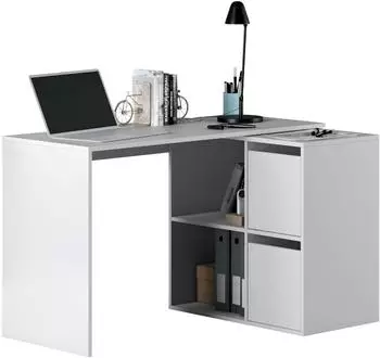 Due-Home Milwaukee modularer Schreibtisch mit Regal, Mehrfachposition, 152x49x74cm, wei&szlig; (570018)