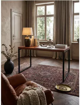 KADIMA DESIGN Schreibtisch Sheesham Massivholz/Metall 117x59x76,5cm dunkel (800001030493)