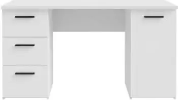 Forte NET307 Schreibtisch 138cm, 3 Schubladen & 1 T&uuml;r, Sonoma Eiche/Wei&szlig; (MT311-120)