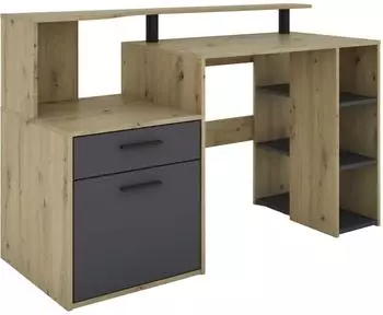 Mid.you Louis Schreibtisch Eiche Artisan, anthrazit, 140x89x55cm (002047021901)