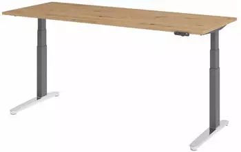 HJH Office VXBHM20/GC Sitz-Steh-Schreibtisch elektrisch höhenverstellbar, 200x80cm, Asteiche/Graphit (VXBHM20/GC)