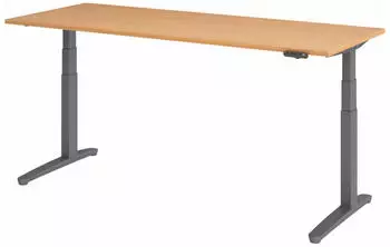 HJH Office VXBHM20/GG Sitz-Steh-Schreibtisch elektrisch höhenverstellbar 200x80cm Buche/Graphit (VXBHM20/GG)