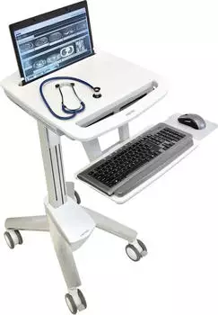 Ergotron StyleView SV41 Visitenwagen mit Notebookhalterung elektrisch h&ouml;henverstellbarer mobiler Arbeitsplatz 56x50cm grau/grau (SV41-6100-0)