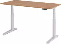 Schreibtisch A-ktiv H650-1300xB1600xT800mm Nussbaumdekor ger.Form C-Fu&szlig;