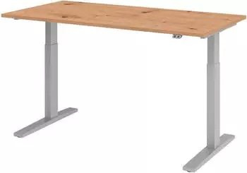 Hammerbacher Ergonomic Aktiv XMKA16 elektrisch h&ouml;henverstellbarer Sitz-Steh-Schreibtisch 160x80cm Asteiche/silber (XMKA16/R/S)